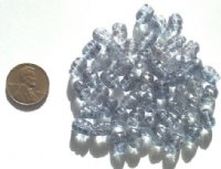 50 9x6mm Crystal Blue Lustre Ridged Oval Nuggets 